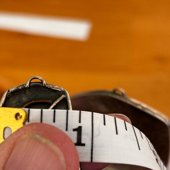 Vintage Brutalist Modern Mixed Metal and Stone Cuff Bracelet - Picture 7 of 8
